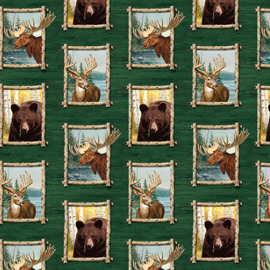 Along the Valley by Harry W. Smith Continuous Blocks Hunter    6455-66 Cotton Woven Fabric