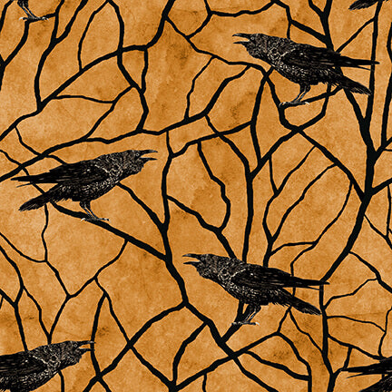 Deja Boo by Satin Moon Designs Crows Orange    2165-33 Cotton Woven Fabric