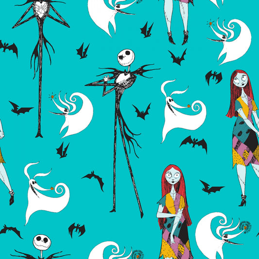 Licensed  Disney Nightmare Before Christmas Jack & Sally with Zero    73200A620715 Cotton Woven Fabric