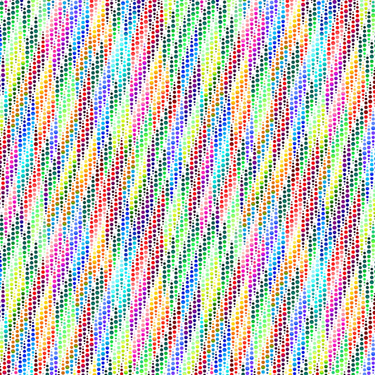 Fractal Flowers by Art Loft Digital Dotty Diagonal White 6632-11 Cotton Woven Fabric