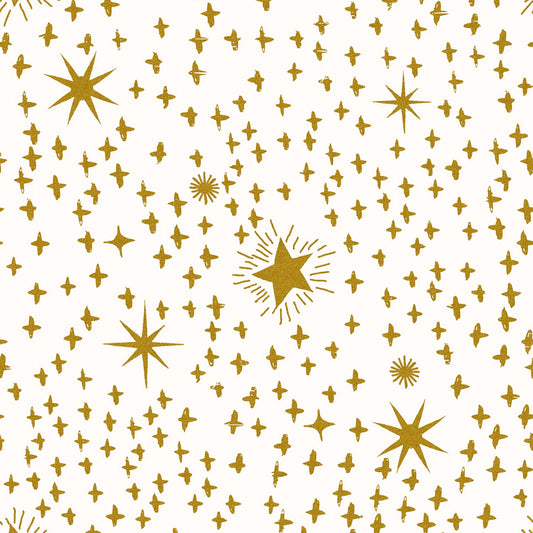 Tails from Under the Moon Etoile Gold w/Metallic RJ3903-GO2M Cotton Woven Fabric