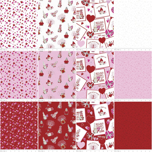 Gnomes In Love by Tara Reed Fat Quarter Bundle of 12 Prints FQ-11310-12 Bundle (Panel is not included)