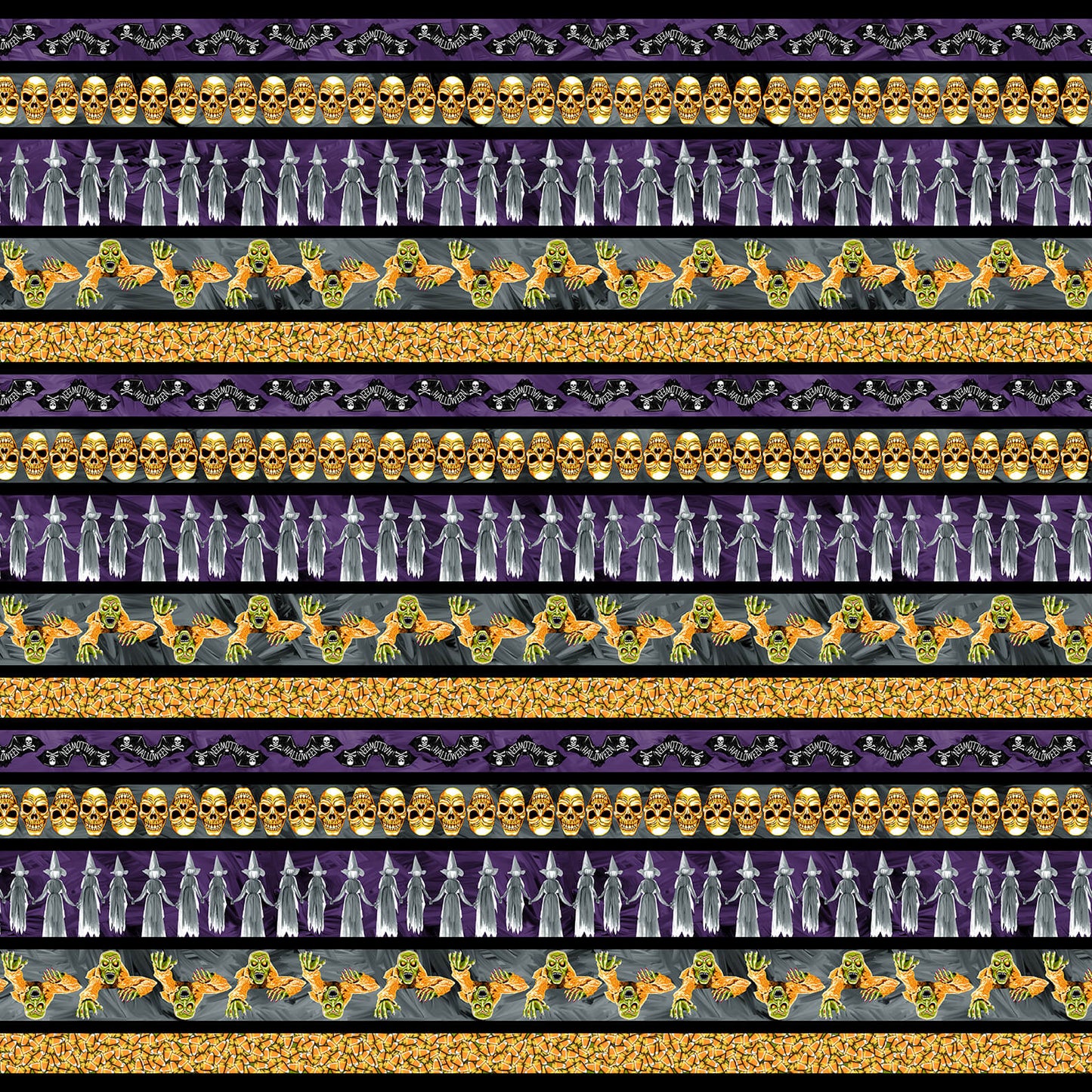 Halloween Countdown by Urban Essence Designs Halloween Stripe Black Glow in the Dark    2258G-99 Cotton Woven Fabric