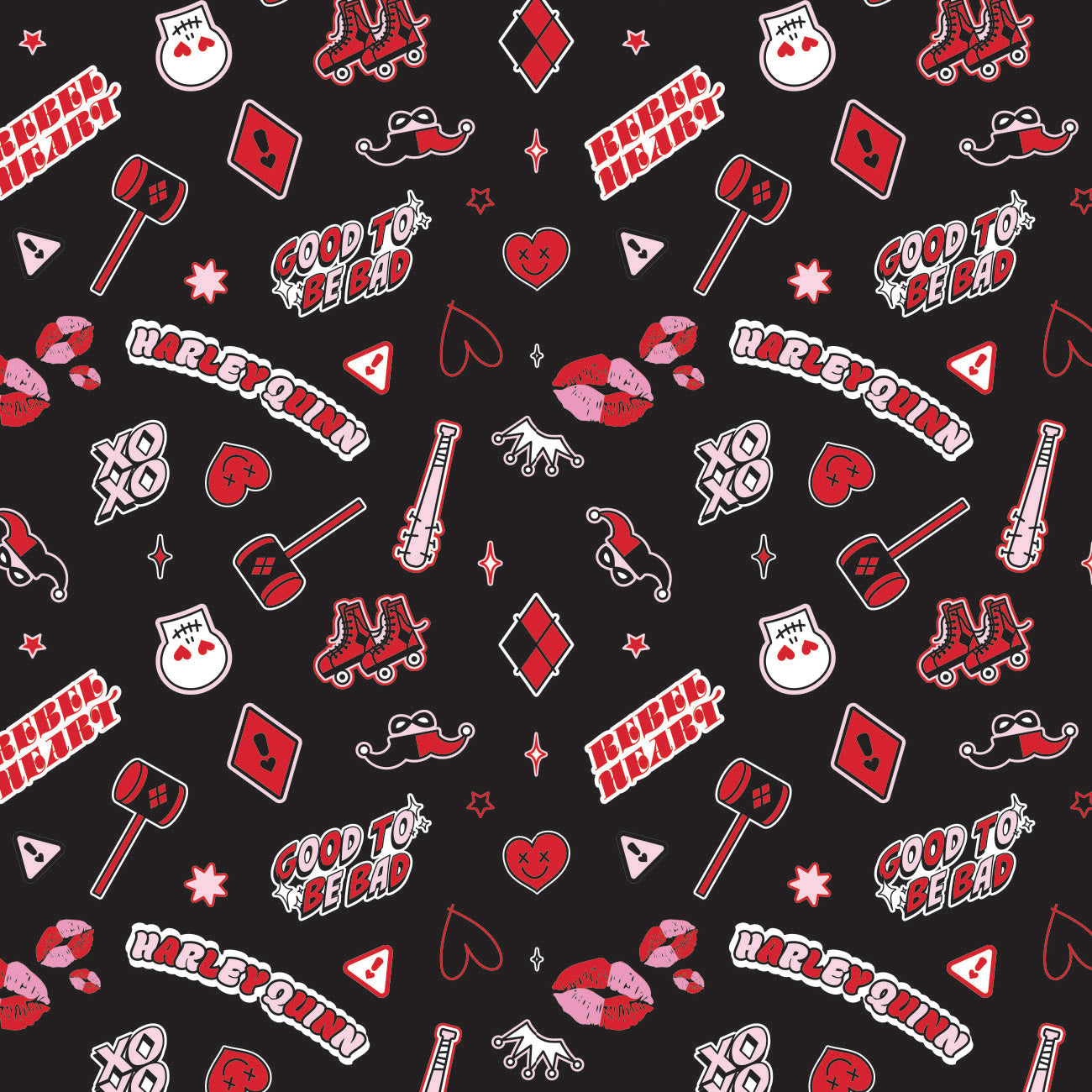 Licensed Valentine's Day II Harley Black XOXO 23400918-01   Cotton Woven Fabric