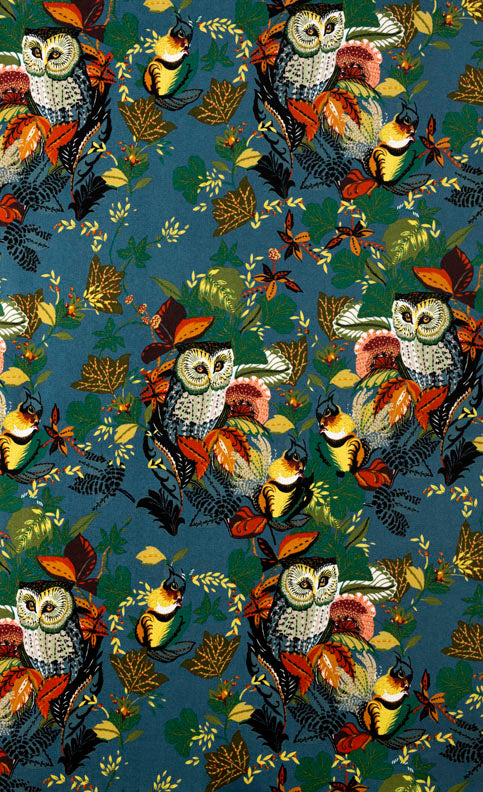 Fall Harvest Harvest Owl Slate 8821c Cotton Woven Fabric