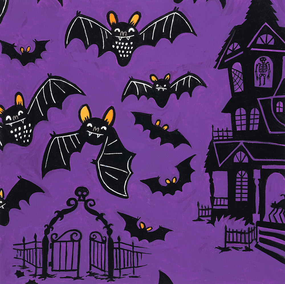 Haunted House  Haunted House Purple     8962b Cotton Woven Fabric