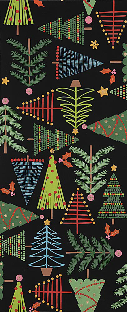 Christmas Time  Holiday Pines Black  8634a   Cotton Woven Fabric