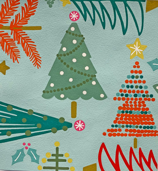Christmas Time Holiday Pines Spearmint/Sage 8634d Cotton Woven Fabric