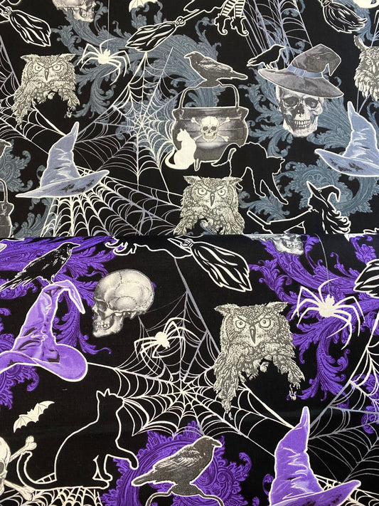Halloween Spirit Fright Night Glow in the Dark Purple 12549G-67 Cotton Woven Fabric