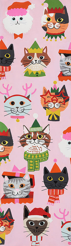 Christmas Time  Kitty Christmas Pink  8953a   Cotton Woven Fabric