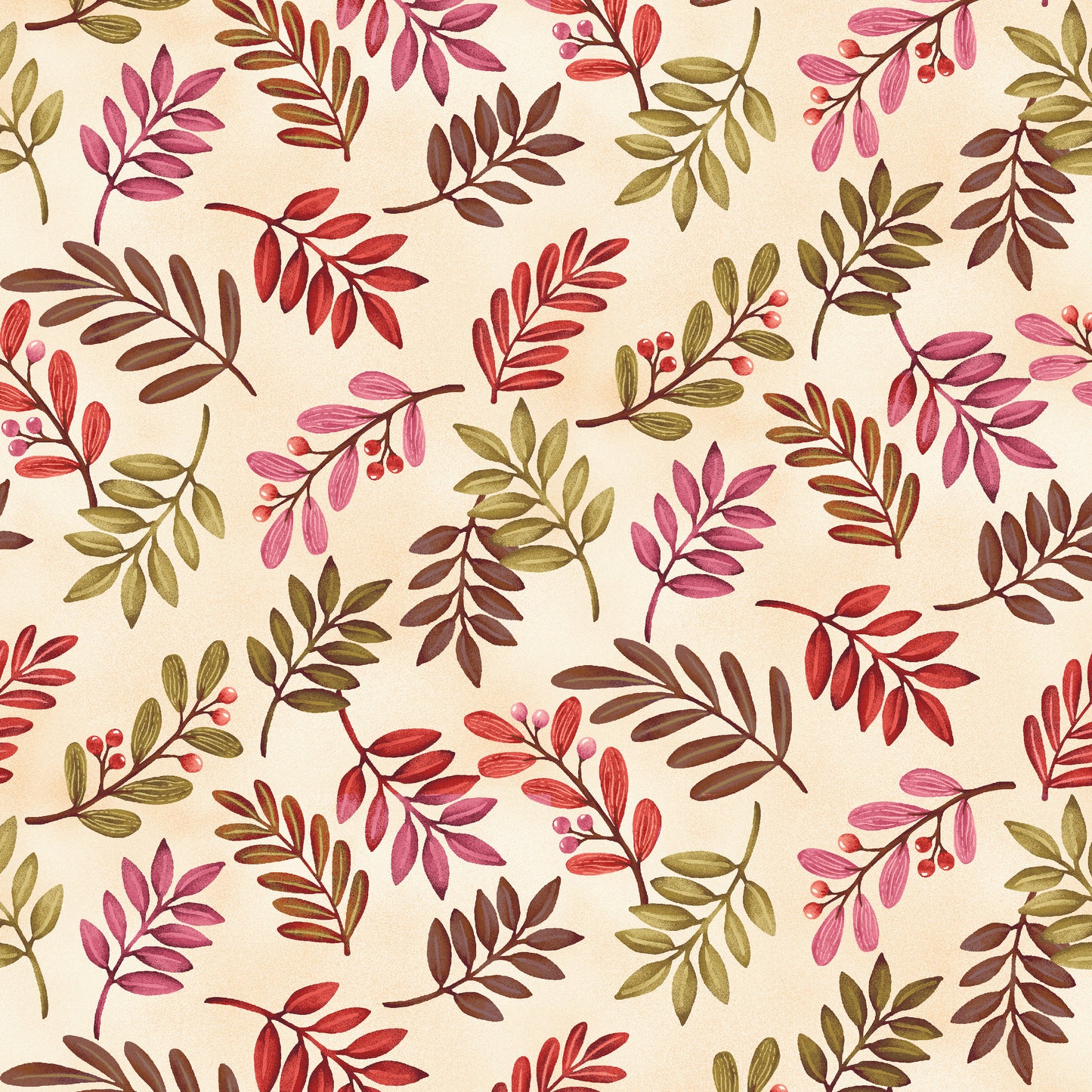 Canyon Birds by Jennifer Brinley Leaves Tossed Cream    6768-33 Cotton Woven Fabric