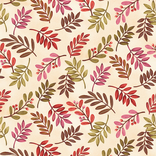 Canyon Birds by Jennifer Brinley Leaves Tossed Cream    6768-33 Cotton Woven Fabric