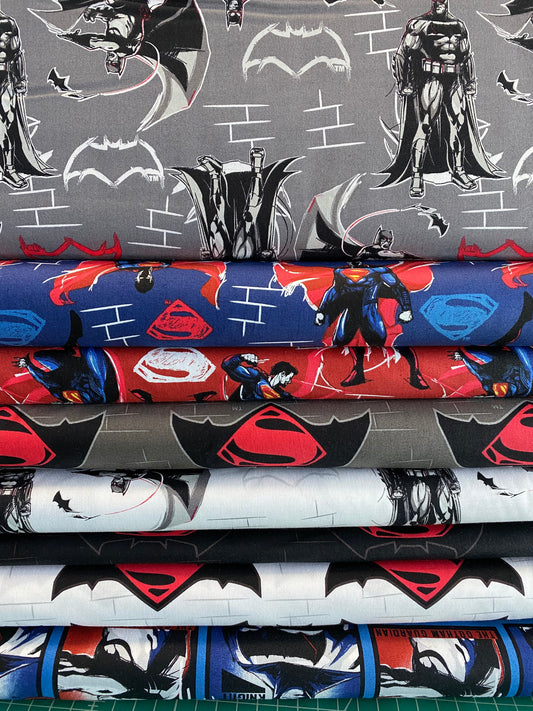 Licensed Dawn of Justice Man of Steel and Dark Knight Blue 23420101-02 Cotton Woven Fabric