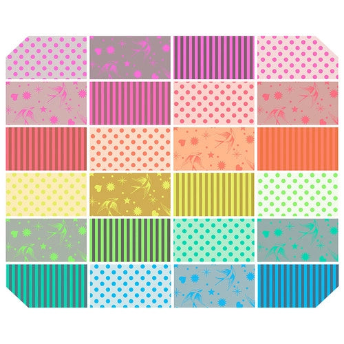 Neon True Colors by Tula Pink 2.5"  Strips Bundle of 40  2.5" Bundle
