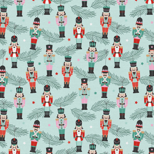 Christmas Nostalgia by Angela Nickeas Nutcrack Ornaments Teal/Red    120-22073 Cotton Woven Fabric