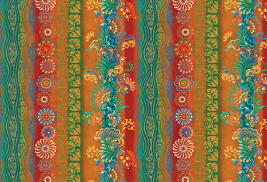 Mythical Mermaids by David Galchutt Oceanic Stripe Orange/Multi    13288-37 Cotton Woven Fabric