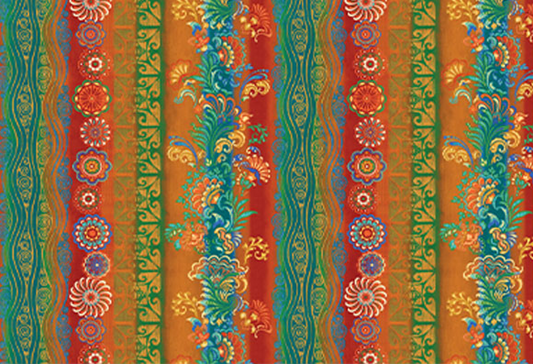 Mythical Mermaids by David Galchutt Oceanic Stripe Orange/Multi 13288-37 Cotton Woven Fabric