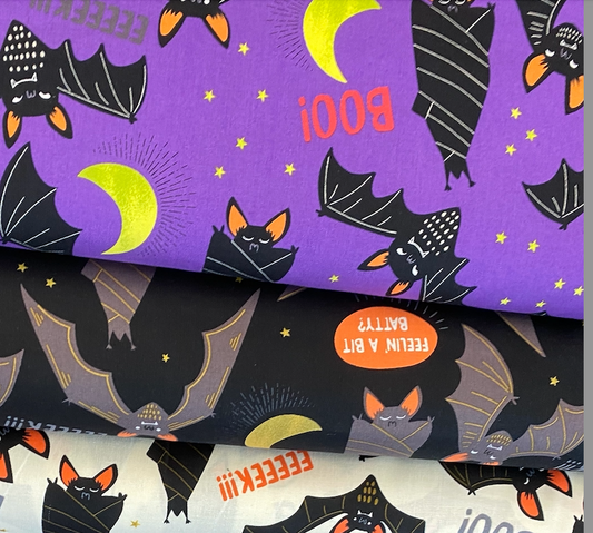 Haunted House  Boo! Eek! Bats! Natural    8974a  Cotton Woven Fabric