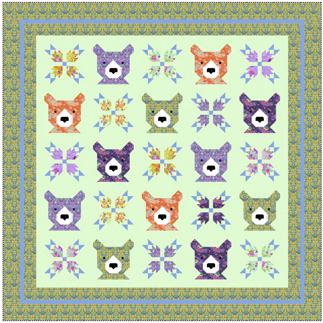 Bear and Bear Paws Paper Quilt Pattern