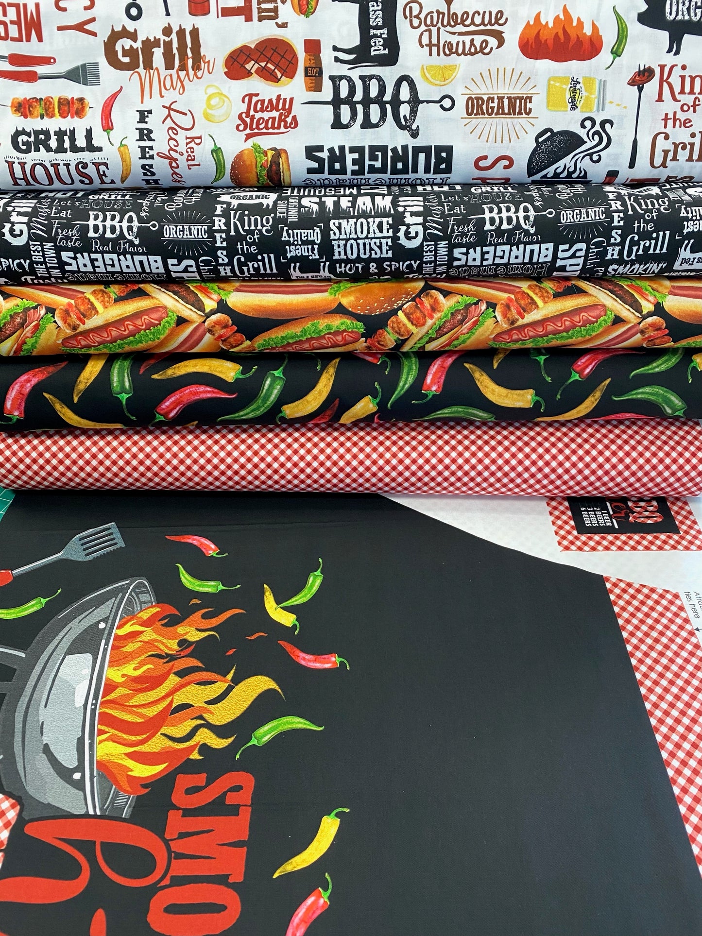 Smokin Hot Burgers and Dogs Black    24808-99 Cotton Woven Fabric