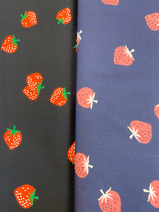 Strawberry Friends by Kimberly Kight of Ruby Star Society Strawberry Black Rayon RS3044-16R