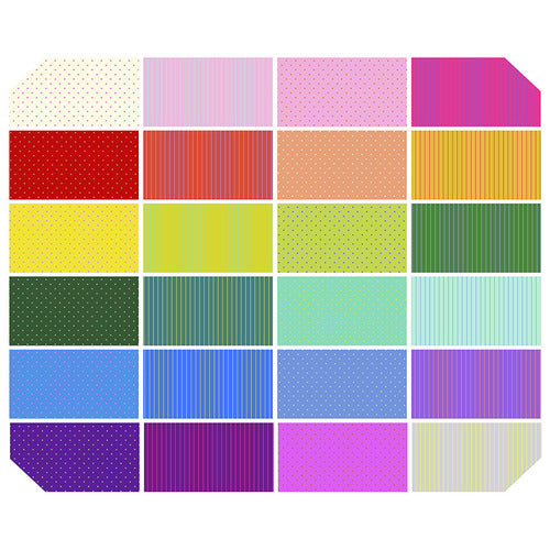 Tula Pink True Colors Tiny Dots & Stripes Fat Quarter Bundle of 24 Prints   FB4FQTP.TINYCOOR Bundle