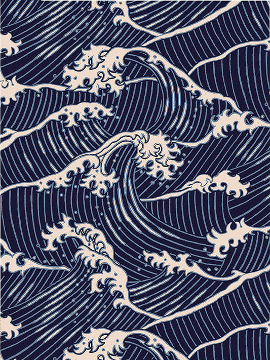 Alexander Henry Indigo West The Great Wave Indigo 9008b Cotton Woven Fabric