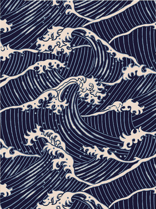 Indigo West  The Great Wave Indigo  9008b   Cotton Woven Fabric