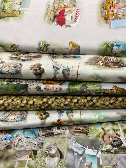 The Secret Life of Squirrels Digital by Nancy Rose Toile Cream    Y3779-57 Cotton Woven Fabric