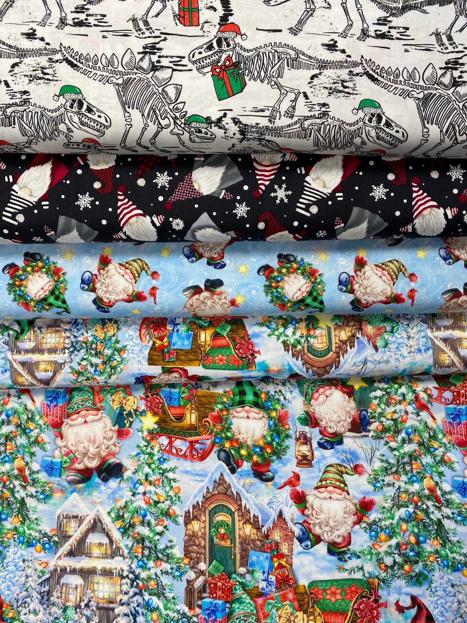 Timeless Treasures Fabrics Christmas Gnomes Holiday Gnome scenic Multi
