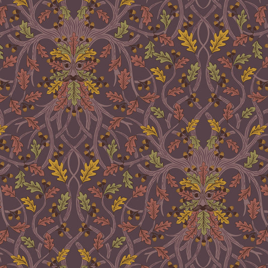 Celtic Faeries Treeman on Earth w/Gold Metallic A735.3 Cotton Woven Fabric