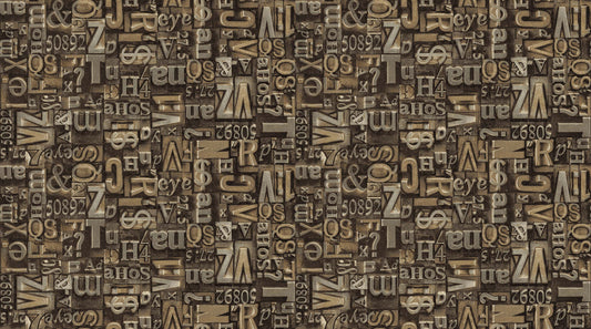 Heavy Metal Stonehenge by Linda Ludovico Type Set Gold   23740M-32-Gold  Cotton Woven Fabric