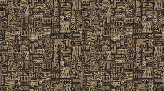 Heavy Metal Stonehenge by Linda Ludovico Type Set Gold 23740M-32-Gold Cotton Woven Fabric