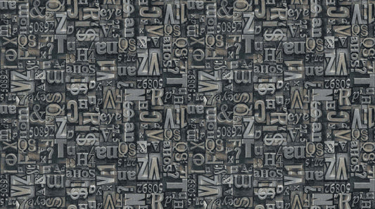Heavy Metal Stonehenge by Linda Ludovico Type Set Pewter 23740M-95-Pewter Cotton Woven Fabric
