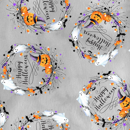 Boo  Wreath Smoke  U4979H-173-Smoke   Cotton Woven Fabric