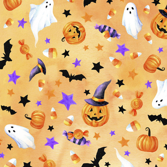 Boo Candy Pumpkin U4980H-192-Pumpkin Cotton Woven Fabric