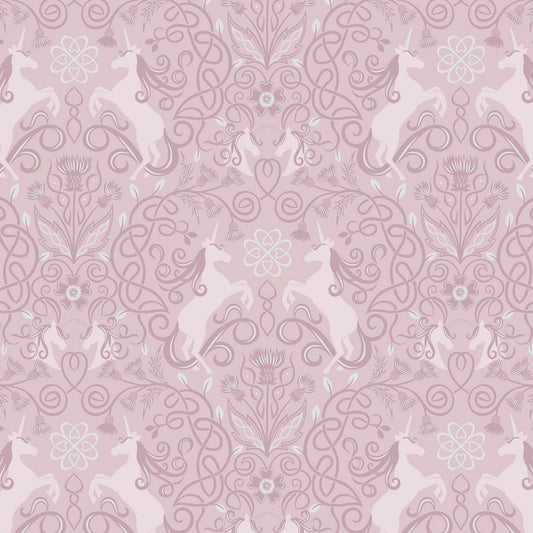 Celtic Faeries Unicorn on Soft w/Silver Metallic A733.3 Cotton Woven Fabric
