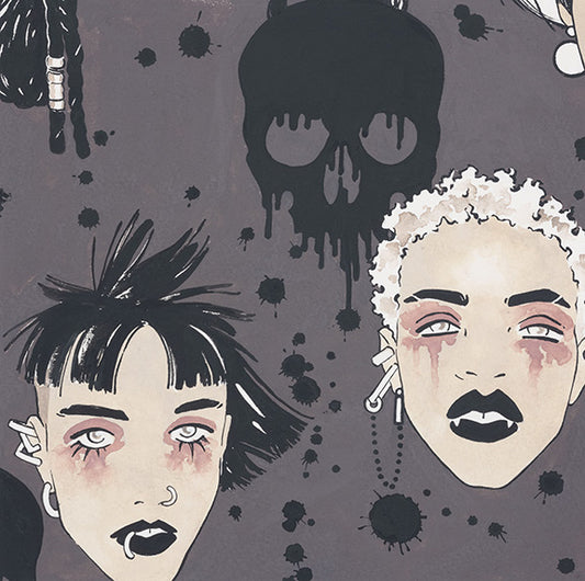 Haunted House Vamps Charcoal 8994b Cotton Woven Fabric