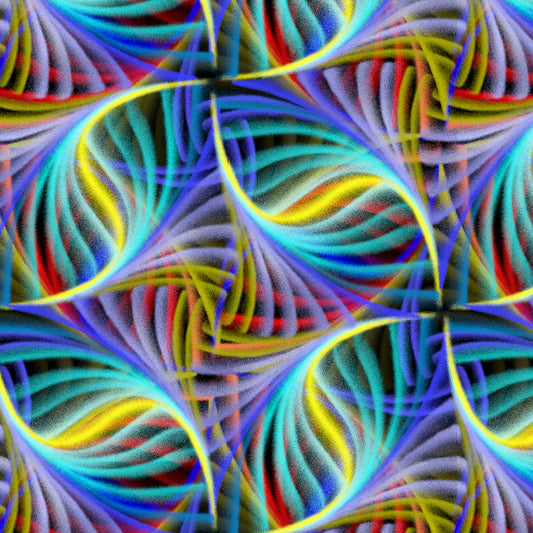 Fractal Flowers by Art Loft Digital Whirling Striations Indigo Multi 6636-77 Cotton Woven Fabric