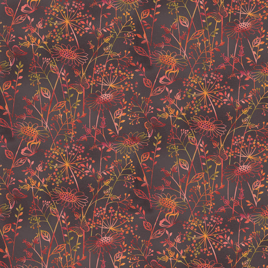 Canyon Birds by Jennifer Brinley Wildflower Silhouette Brown    6770-38 Cotton Woven Fabric