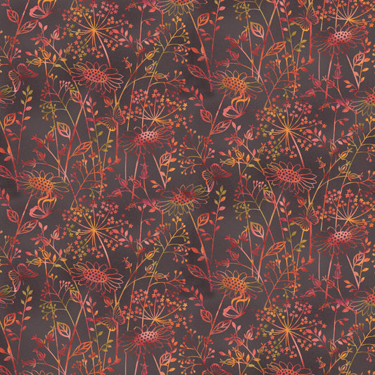 Canyon Birds by Jennifer Brinley Wildflower Silhouette Brown 6770-38 Cotton Woven Fabric