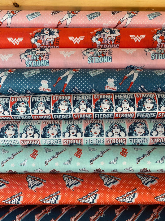 Licensed Wonder Woman 2 You Got This Red 23400883-3 Cotton Woven Fabric