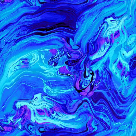 Midnight Run by Chong-A Hwang Abstract Water Texture Blue    CD1432-BLUE Cotton Woven Fabric