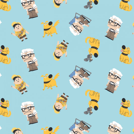 Licensed Pixar Dug Days Adventure Time Lt Blue 85490106-1 Cotton Woven Fabric
