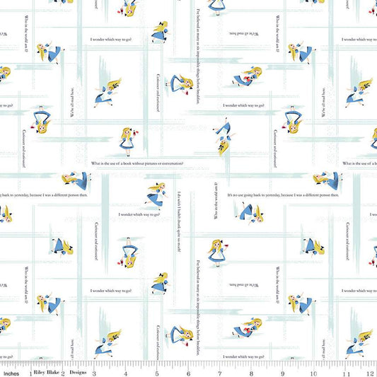 Down the Rabbit Hole by Jill Howath Alice Toss White C12946-WHITE Cotton Woven Fabric
