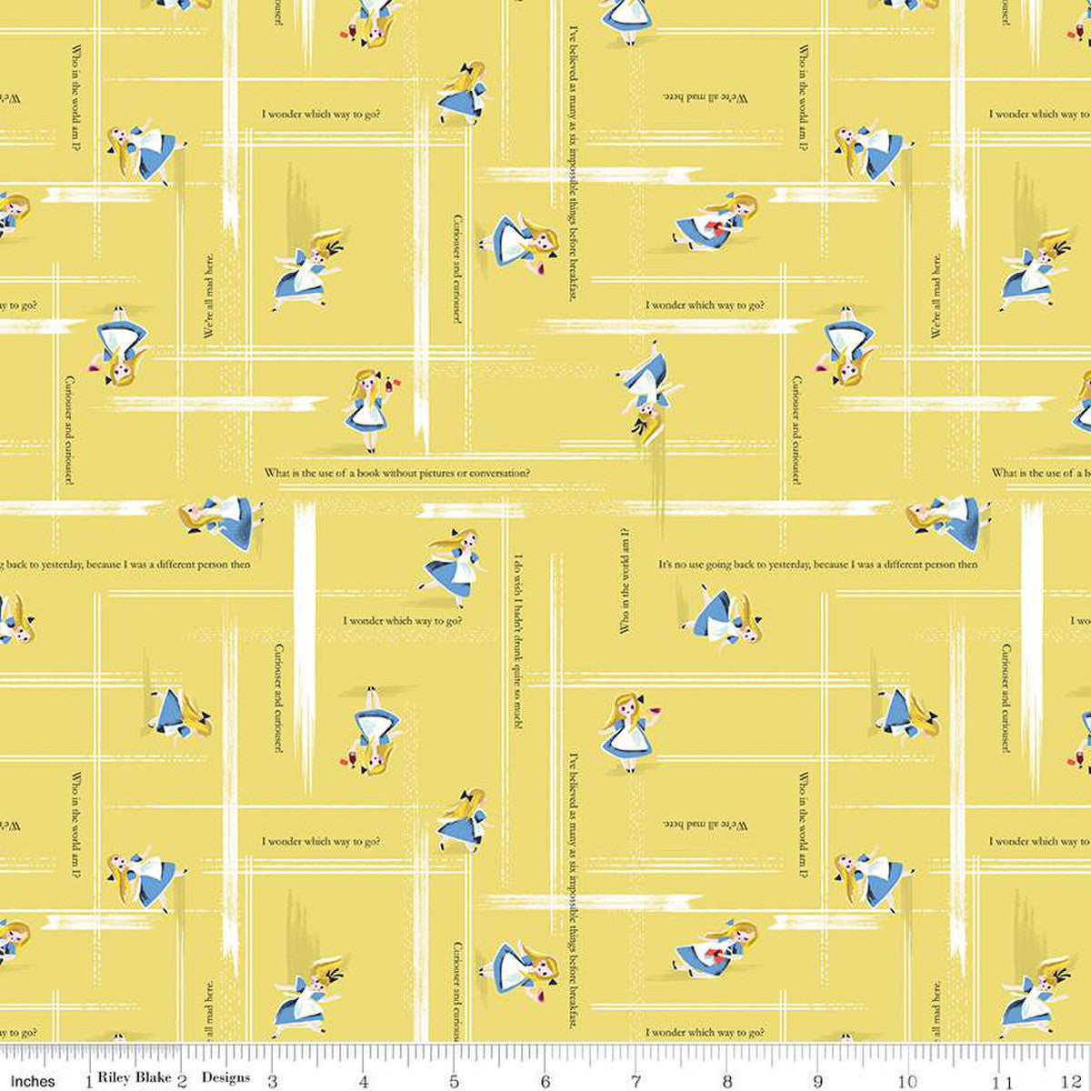 Down the Rabbit Hole by Jill Howath Alice Toss Yellow    C12946-YELLOW Cotton Woven Fabric