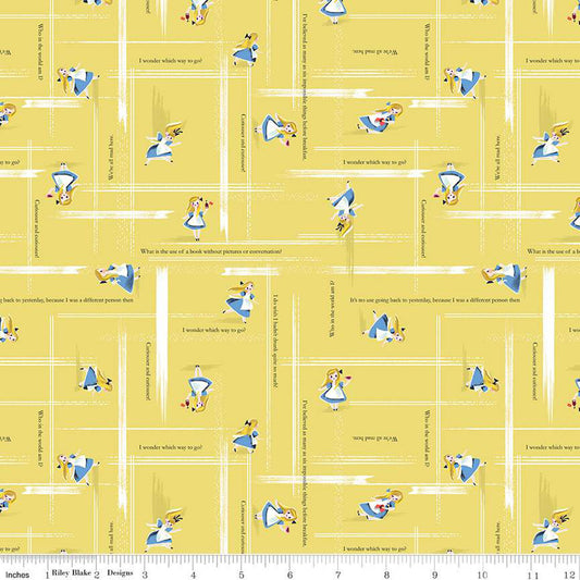 Down the Rabbit Hole by Jill Howath Alice Toss Yellow C12946-YELLOW Cotton Woven Fabric
