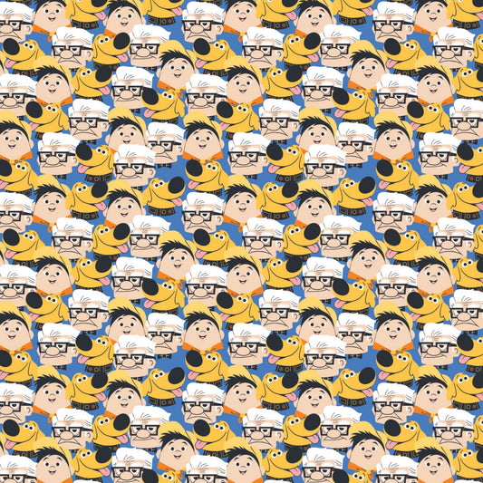 Licensed Pixar Dug Days All Together Blue 85490107-1 Cotton Woven Fabric