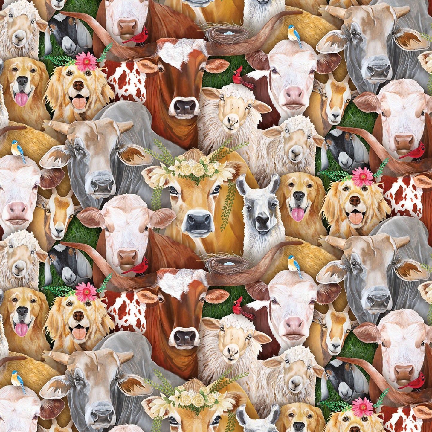 Happy Farm by Diane Fifer Animals    28001E-MULTI Cotton Woven Fabric
