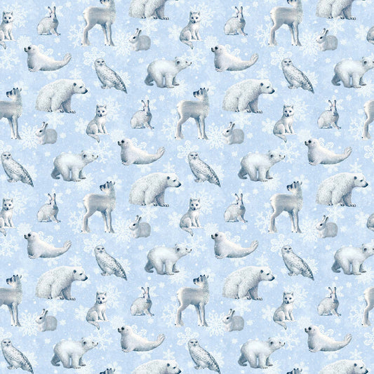 Father Christmas By Liz Goodrick - Dillon Animals Light Blue 24694-42 Cotton Woven Fabric